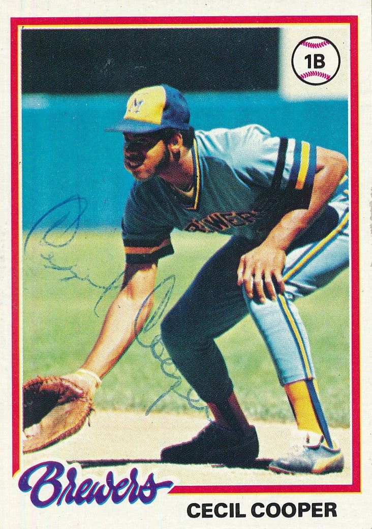 Cecil Cooper Autographed 1978 TOPPS Card #154 Milwaukee Brewers 183040