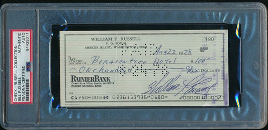 Bill Russell HOF Autographed/Signed 1978 Bank Check Boston Celtics PSA/DNA