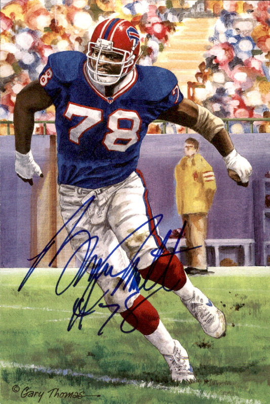 Bruce Smith HOF Autographed Goal Line Art GLAC Postcard Buffalo Bills JSA