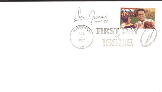 Don James Signed 1997 FDC First Day Cover Pop Warner Washington Huskies 151499