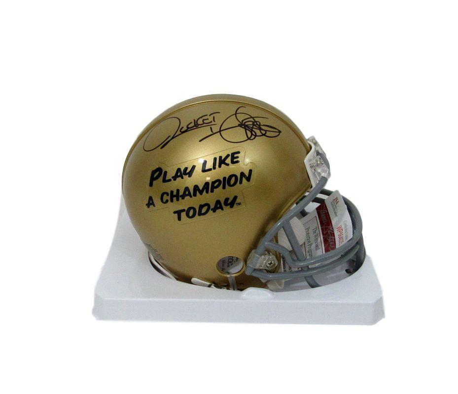 Rocket Ismail Notre Dame Signed Play Like A Champion Mini Helmet JSA 131565