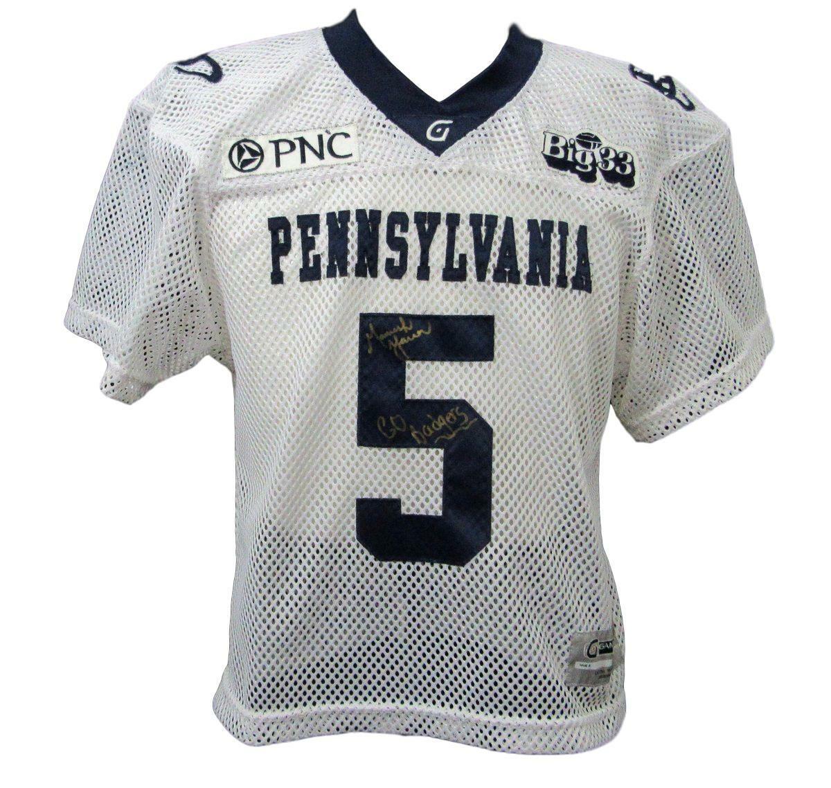 PA Big 33 FB Game Signed GameWear White Jersey #5 Size L 143906