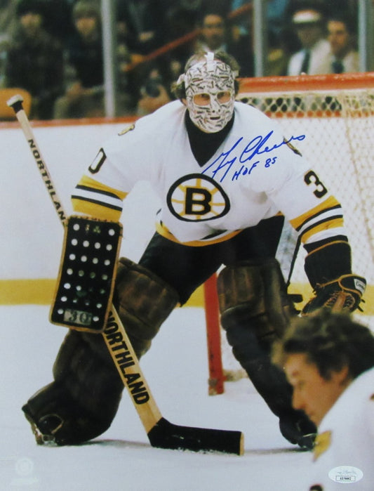 Gerry Cheevers HOF Signed/Inscribed 11x14 Photo Boston Bruins JSA 186138