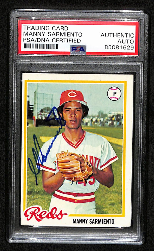 Manny Sarmiento Signed 1978 Topps Card #377 Cincinnati Reds PSA/DNA 184471