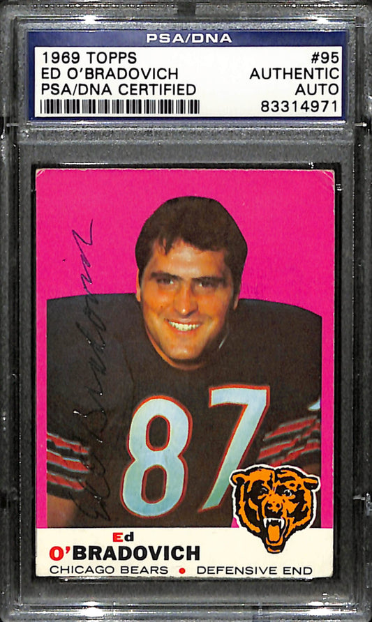 Ed O'Bradovich Signed 1969 Topps Card #95 Chicago Bears PSA/DNA 185966