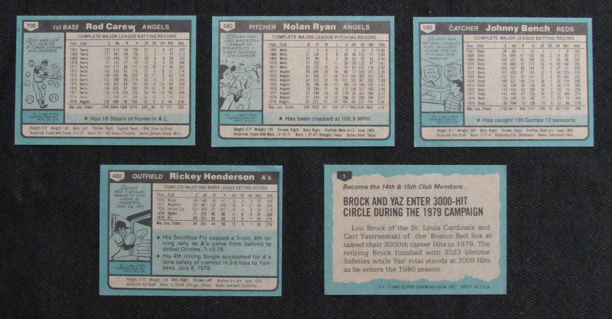 1980 TOPPS Baseball Complete Set (1-726) Henderson RC Sutcliffe RC 189352