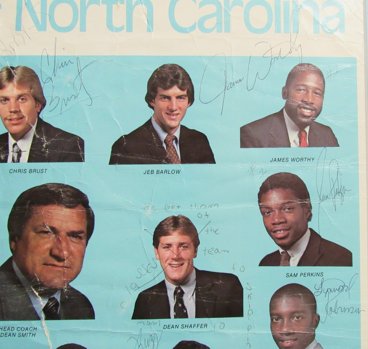 Michael Jordan full signature 1981-82 UNC multi-signed Team Schedule Poster JSA