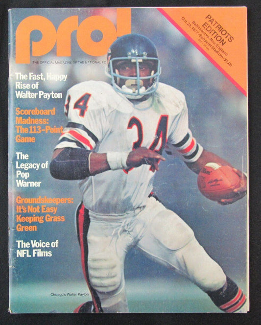 1977 Pro! Baltimore Colts vs. New England Patriots Program 10/23 Walter Payton