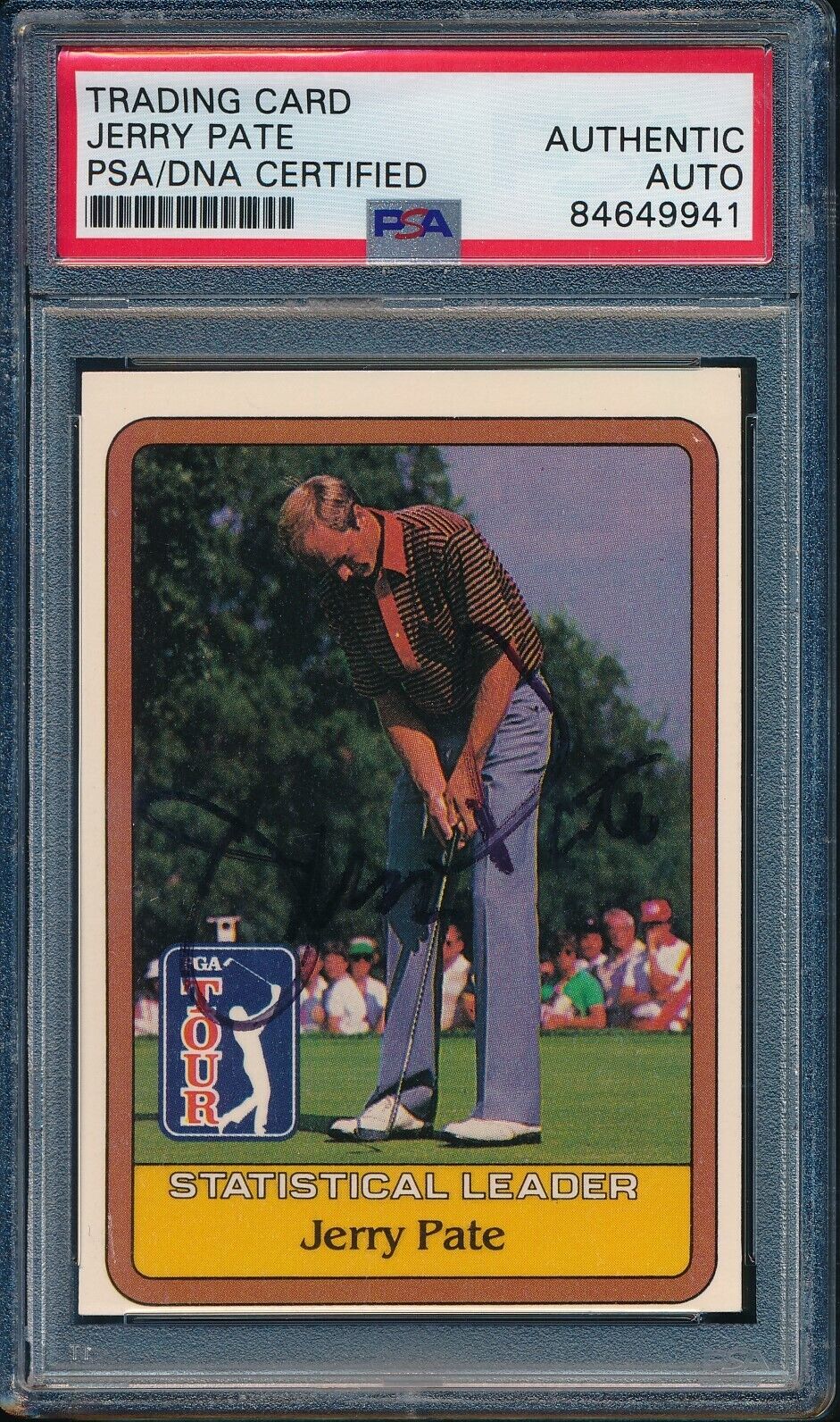 1981 DONRUSS PGA Jerry Pate Statistical Leader Card Signed PSA/DNA 176066