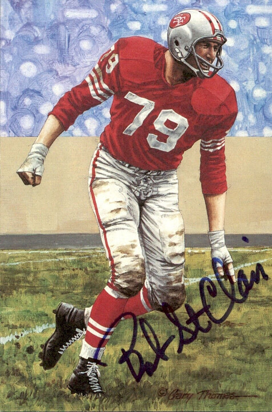 Bob St. Clair HOF Autographed Goal Line Art GLAC Postcard 49ers JSA