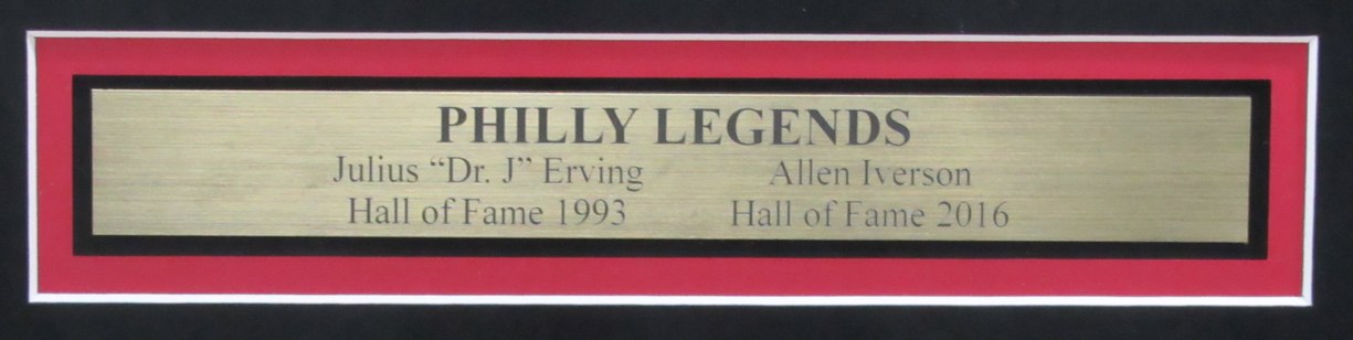 Julius Erving/Allen Iverson HOF 76ers Autographed 16x20 Photo Framed PSA/DNA 347
