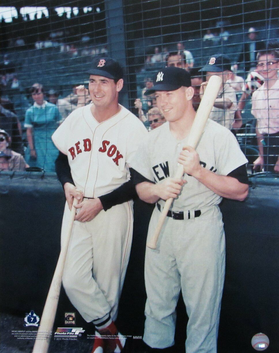 Ted Williams HOF Red Sox / Mickey Mantle HOF Yankees Unsigned 16x20 Photo 162768