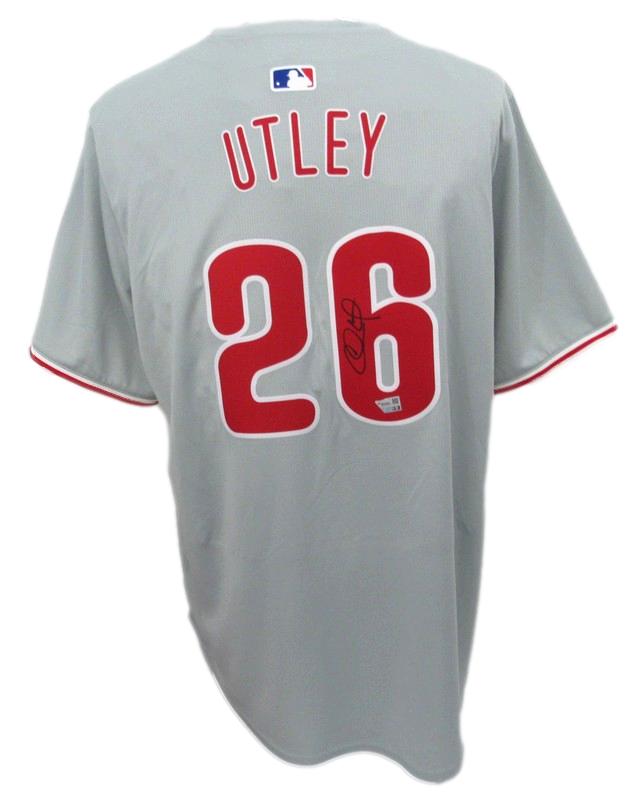 Chase Utley Signed Gray Nike Baseball Jersey Phillies Size XL Fanatics 188056