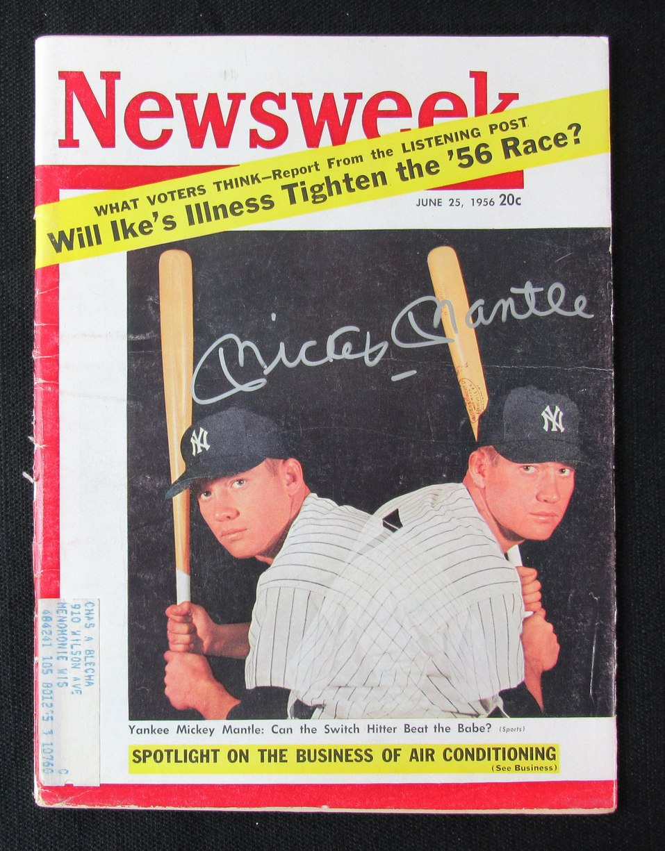 Mickey Mantle HOF Yankees Signed June 25, 1956 Newsweek Magazine PSA/DNA 187238