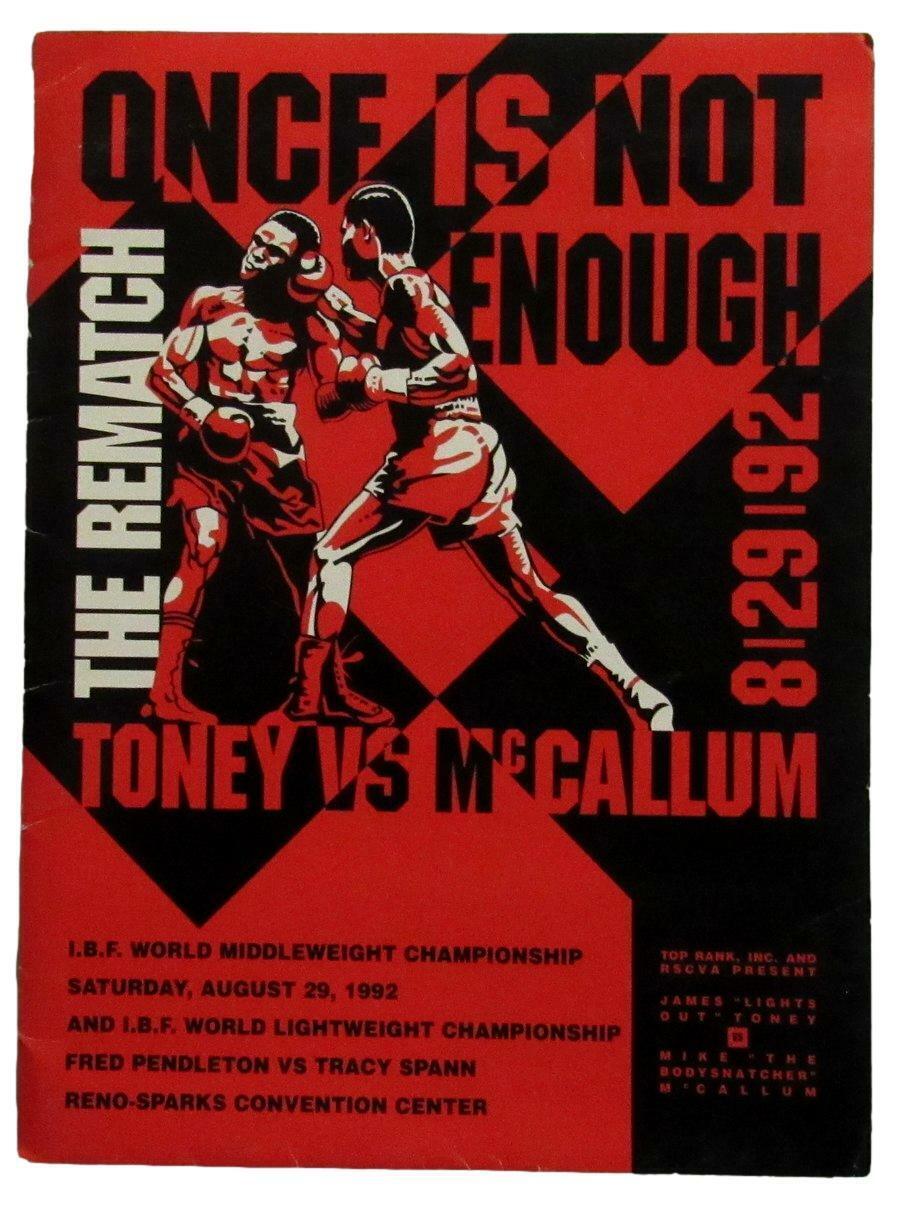 1992 World Middleweight Championship Toney vs. McCallum II Press Kit 167488