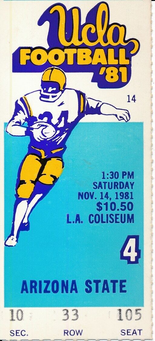 1981 UCLA Bruins vs. Arizona State Football Game Ticket Stub 148663