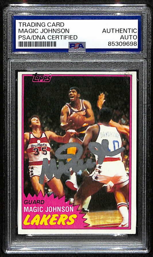 Majic Johnson HOF Signed/Autographed 1981 Topps Card #21 Lakers PSA/DNA 190689