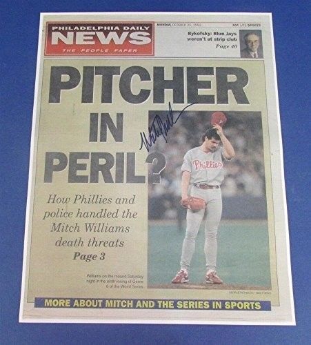 Mitch Williams Phillies Signed 11X14 Daily News Print 10-25-93 123190