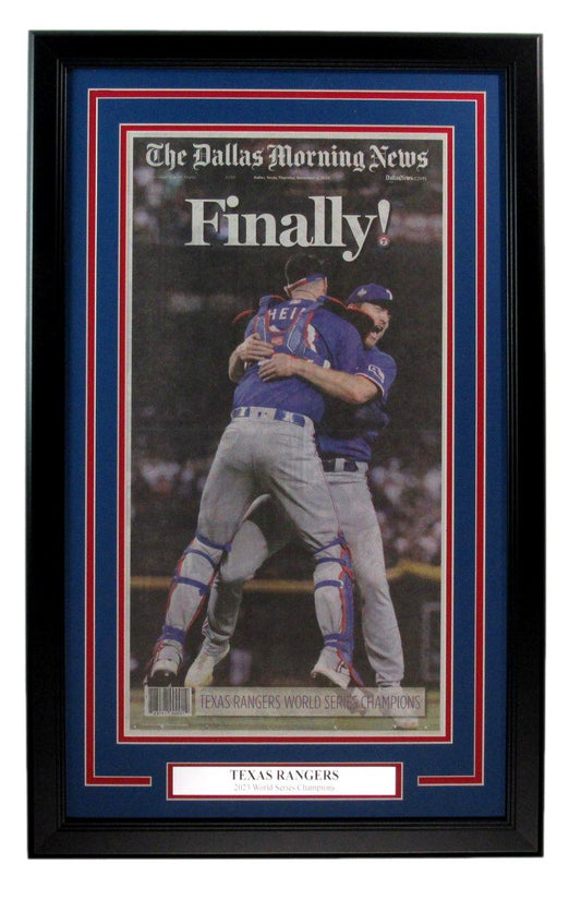 The Dallas Morning News Newspaper 2023 Texas Rangers World Series Champs Framed