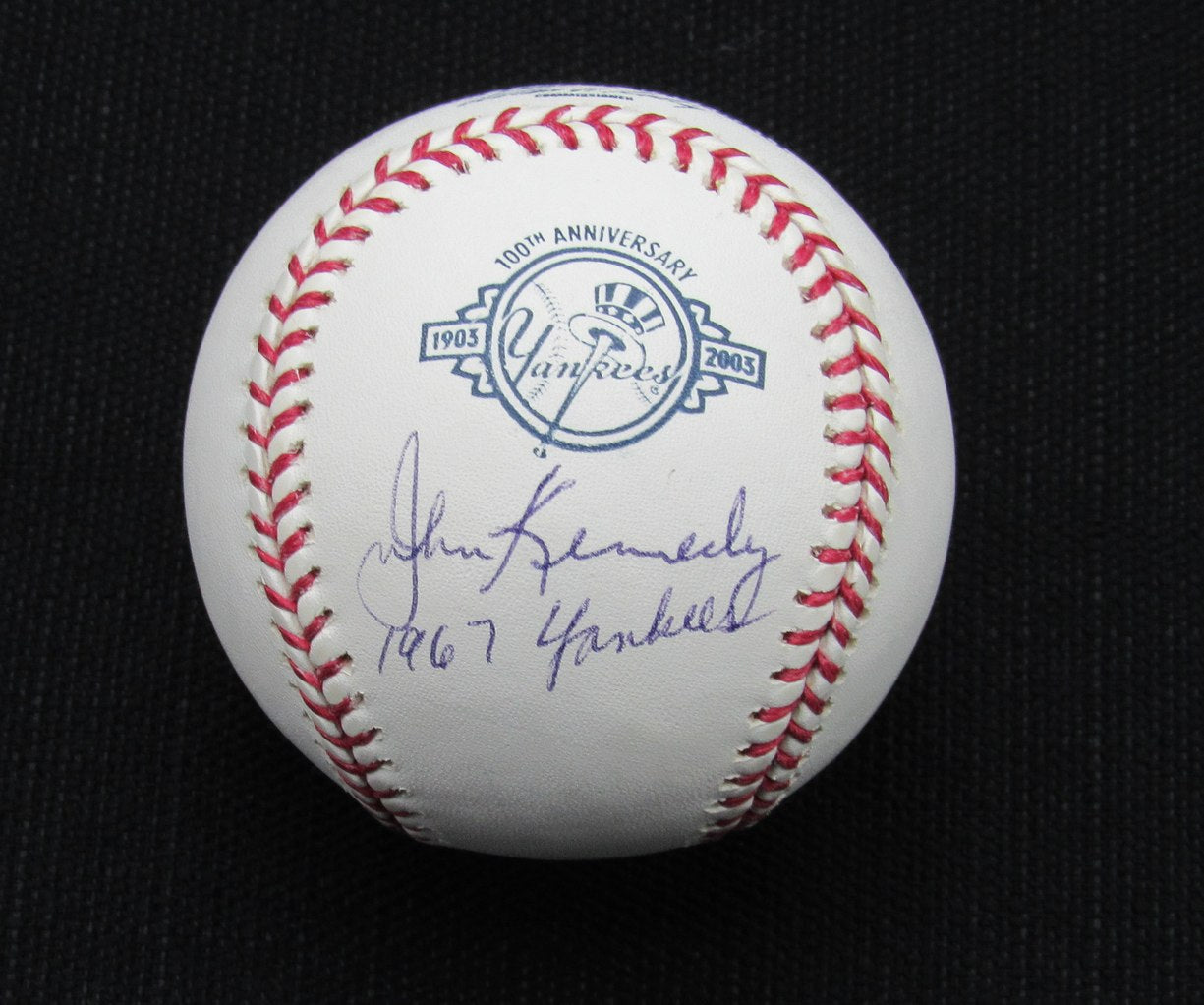 John Kennedy Signed/Auto Yankees 100th OML Baseball JSA Inscr 186299