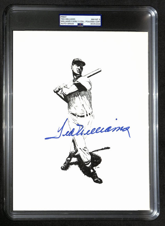 Ted Williams Signed/Auto 8x10 Photo/Print Red Sox PSA/DNA Slabbed 193024