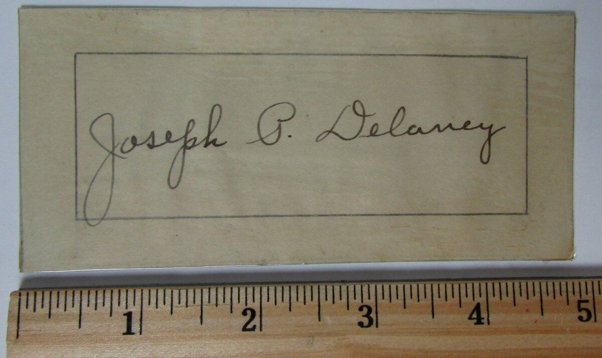 Joseph P. Delaney Holy Cross Signed 2 x 4 Handwritten Note  PSA/DNA 145038