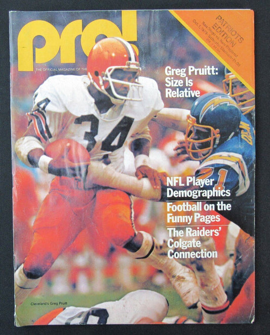 1978 Pro! San Diego Chargers vs. New England Patriots Program 10/01 Greg Pruitt
