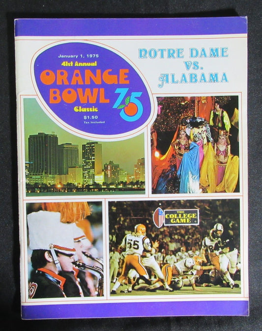 01/1/1975 Orange Bowl Notre Dame vs. Alabama Program 185830