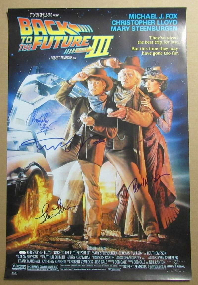 "Back to the Future III" Multi-Autographed by 4 Actors 27x40 Movie Poster JSA