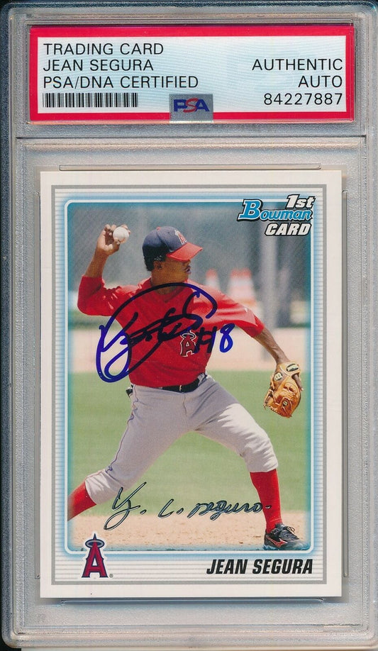 Jean Segura Phillies  Angels Signed  2010 Rookie Bowman Card #BP7 PSA/DNA 155323