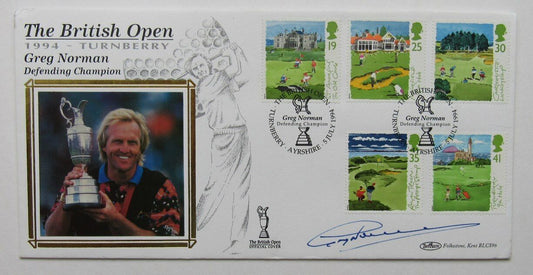 Greg Norman Autographed 1994 FDC First Day Cover The British Open Benham