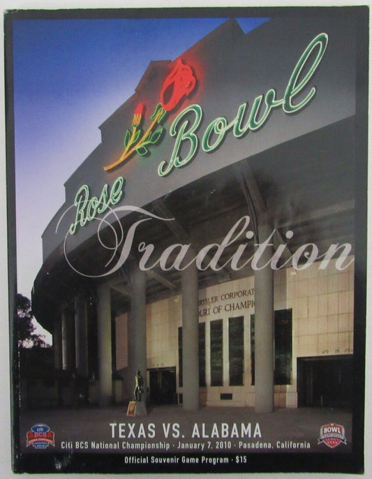 2010 Rose Bowl BCS National Championship Program Texas vs. Alabama 177180