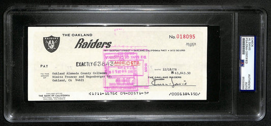 Al Davis HOF Signed/Autographed 8.5x3.5 Bank Check Raiders PSA/DNA 193237