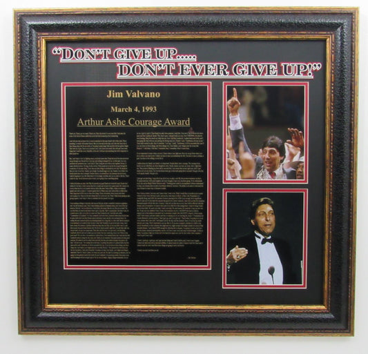 Jimmy Valvano "Never Give Up" Speech Framed Collage 135074