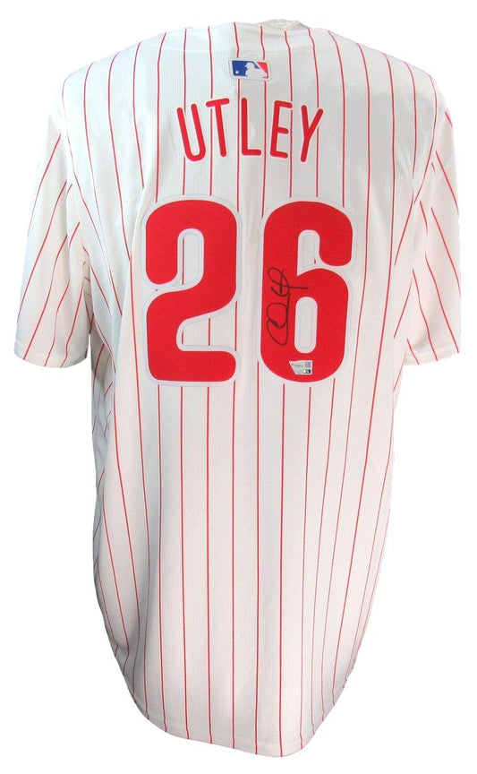 Chase Utley Signed White Nike Baseball Jersey Phillies Size XL Fanatics 187374