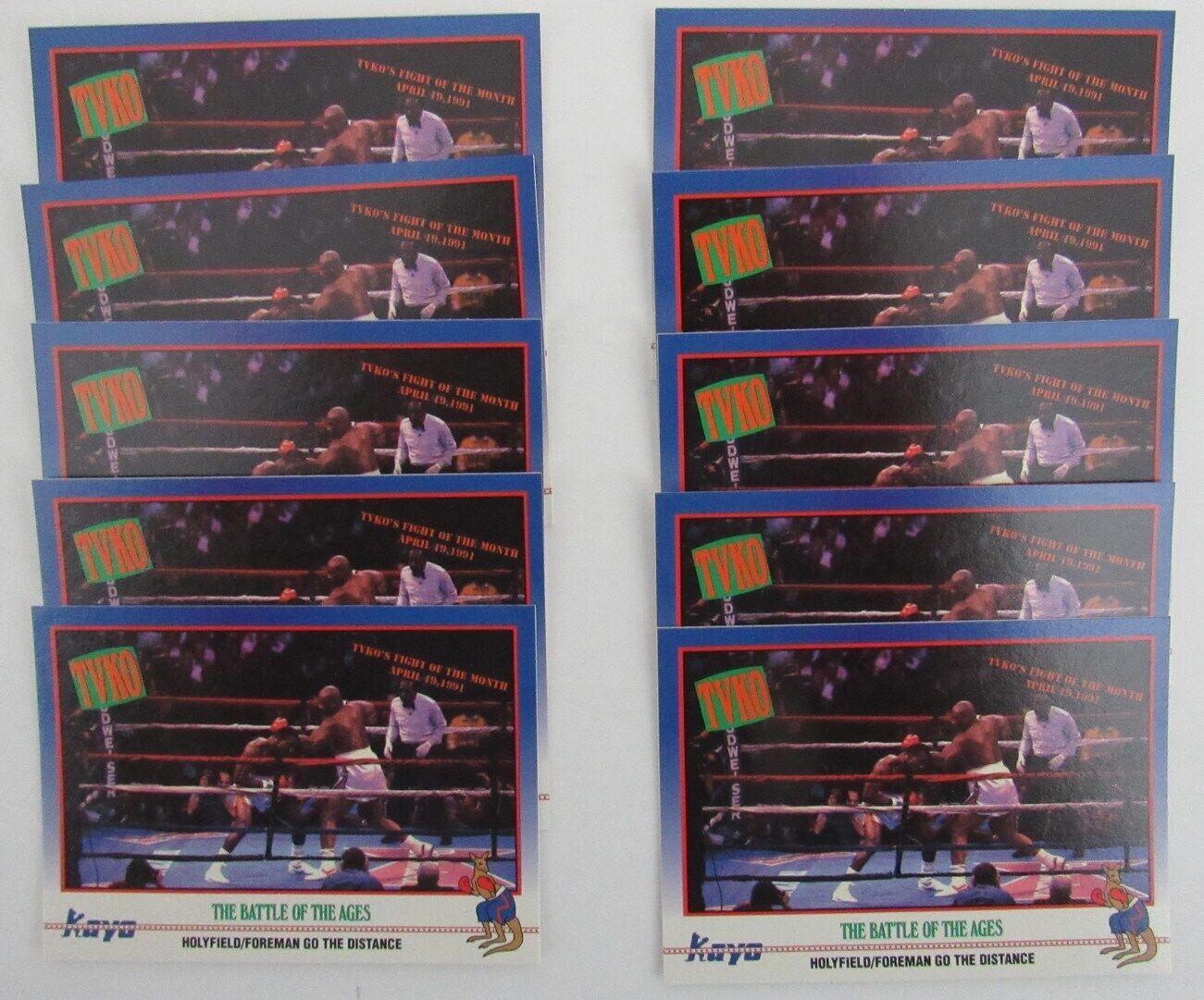 Lot of 10 Holyfield/Foreman Boxers 1991 Kayo Trading Cards #211 158125