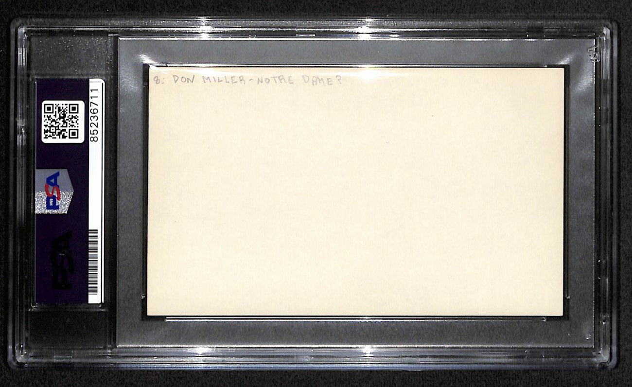 Don C. Miller Signed/Auto 3x5 Index Card Notre Dame Four Horsemen PSA/DNA 189021