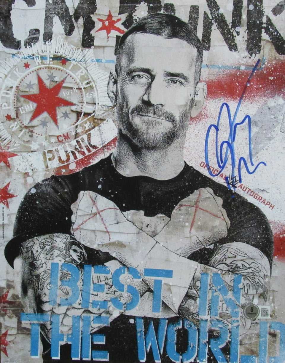 CM Punk WWE Superstar Autographed 11x14 Beckett 192996