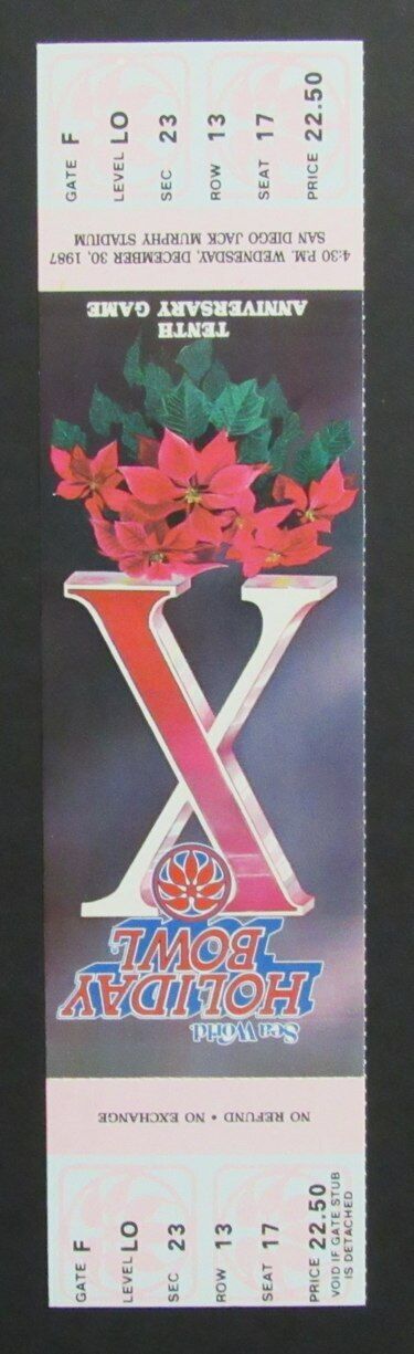 1987 Holiday Bowl College Football Game Full Ticket Iowa vs. Wyoming