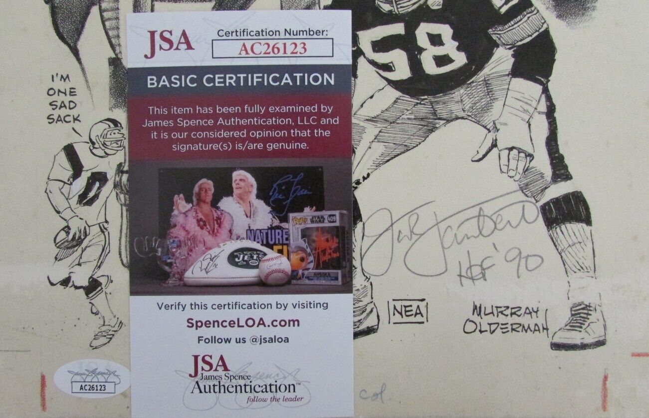 Jack Lambert HOF Autographed 8.5x13 Orig Olderman Drawing 1/1  Steelers JSA