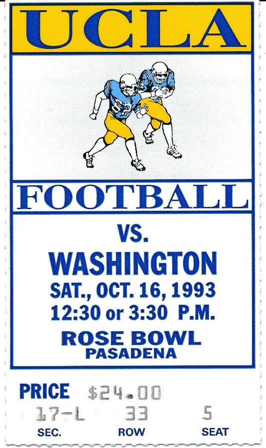 1993 UCLA Bruins vs. University of Washington Football Game Ticket Stub 148587