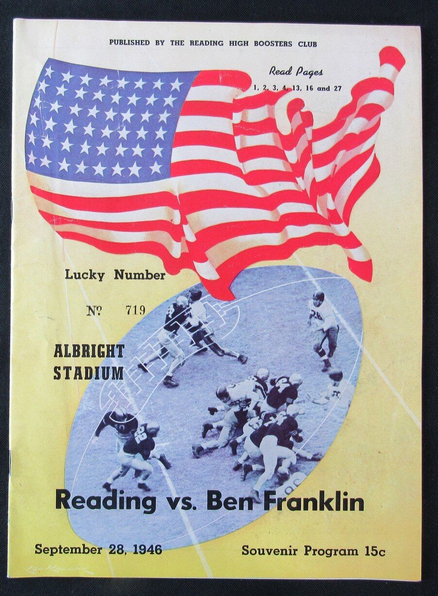 1946 Reading vs. Ben Franklin High School Football Game Program 09/28