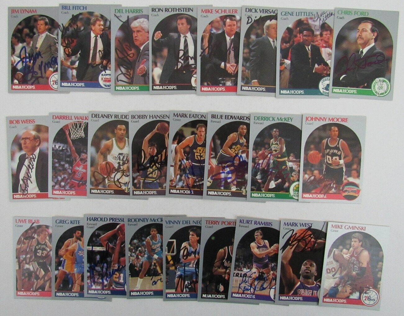 Lot of 97 - Signed/Autographed 1990 NBA Hoops Basketball Trading Cards 158880