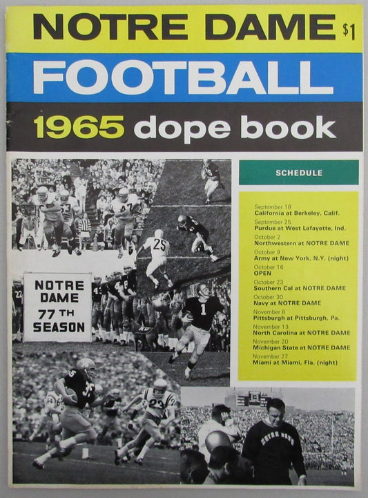 1965 Notre Dame College Football Dope Book Yearbook 192251