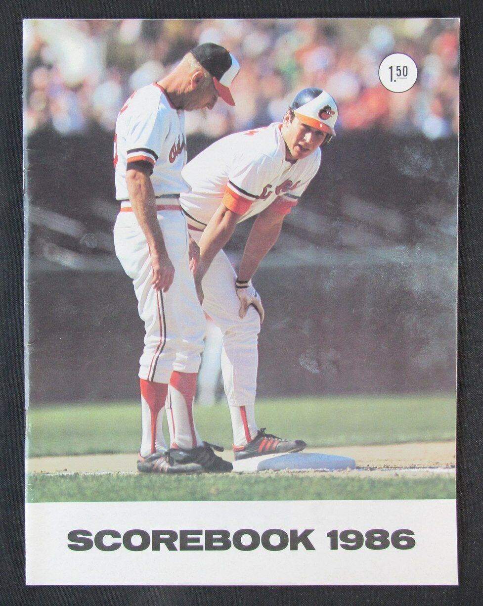 1986 Baltimore Orioles vs. Texas Rangers Program/Scorecard Cal Ripken Jr. & Sr.