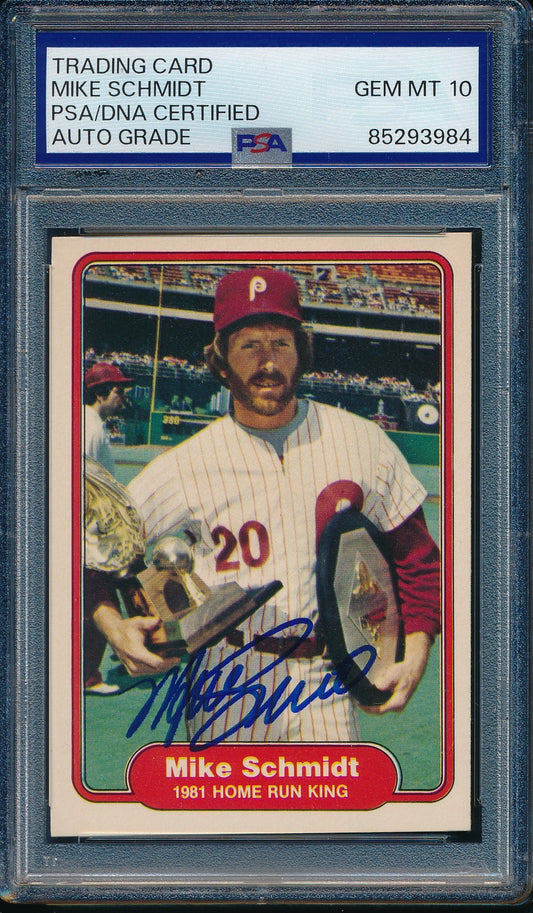 1982 Fleer Mike Schmidt Phillies Card #637 Signed PSA/DNA GEM MINT 10 190434