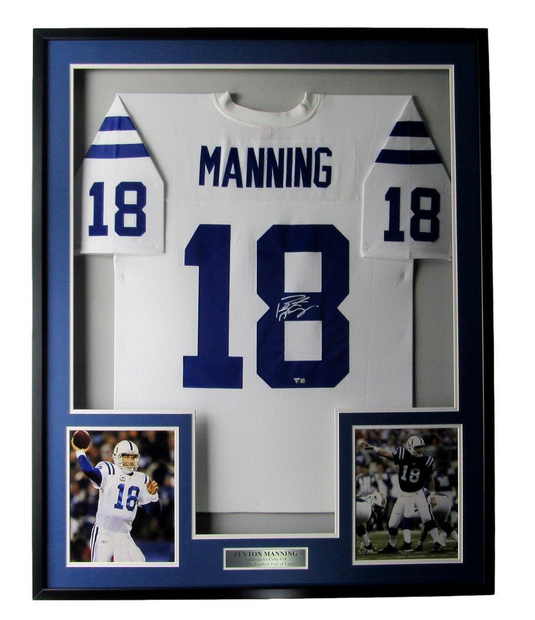 Peyton Manning HOF Signed/Auto Colts White Custom Jersey Framed Fanatics 165112