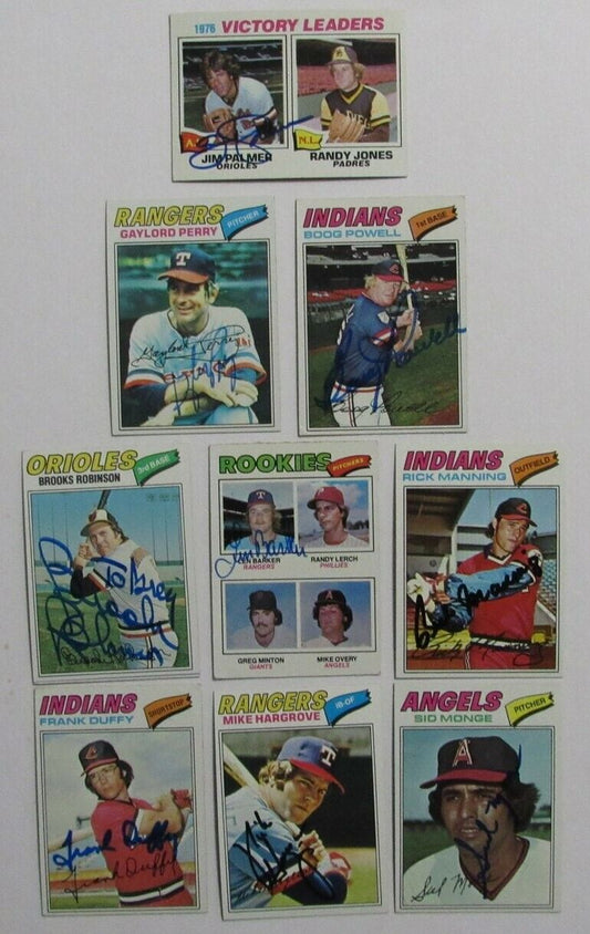 Lot of 9 Signed/Auto 1977 TOPPS Baseball Cards Palmer Perry Robinson 166763