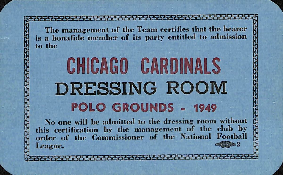 1949 Chicago Cardinals Polo Grounds  4x3 Dressing Room Pass 189476