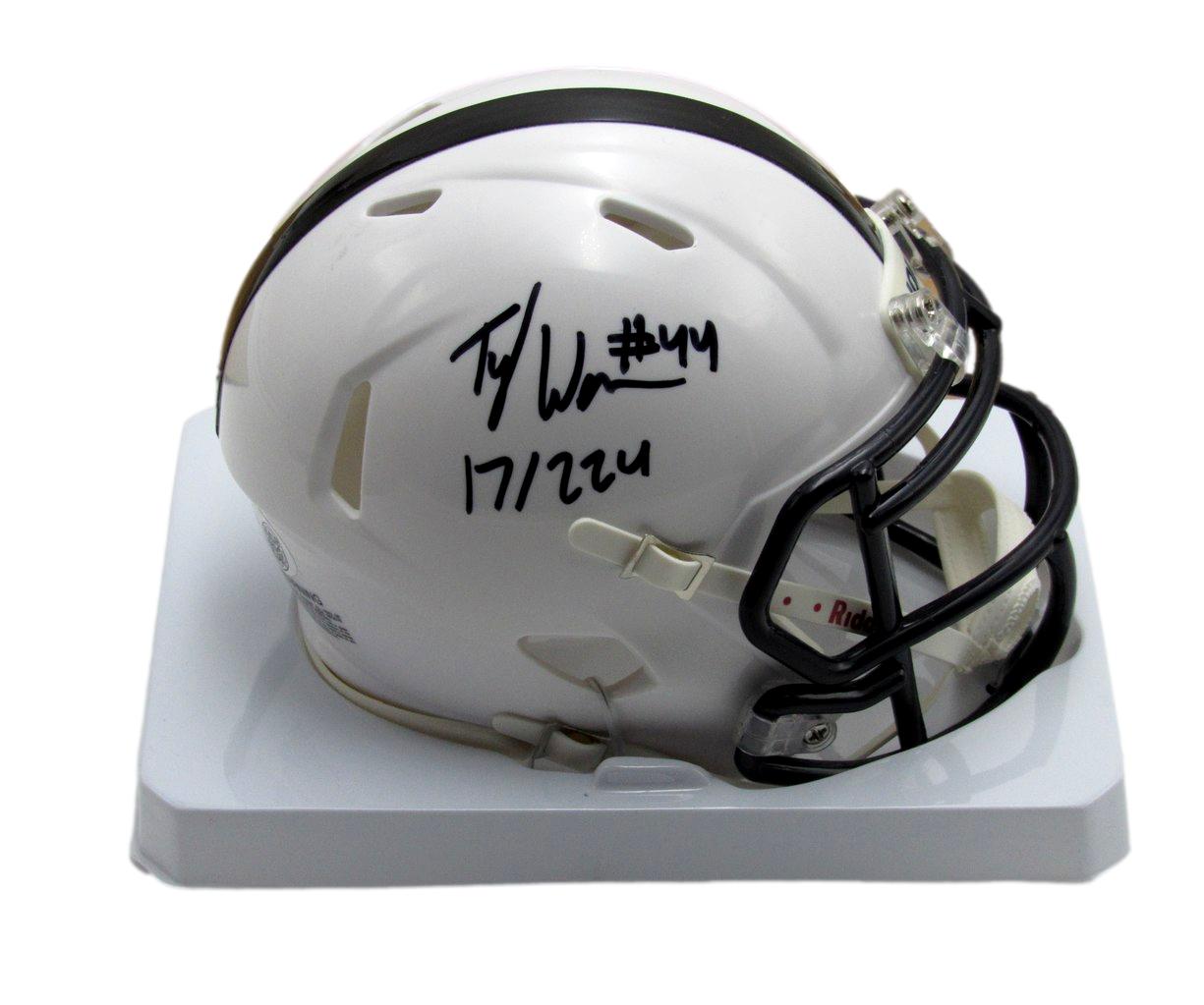 Tyler Warren Signed/Inscribed White Penn State Mini Football Helmet JSA 193101